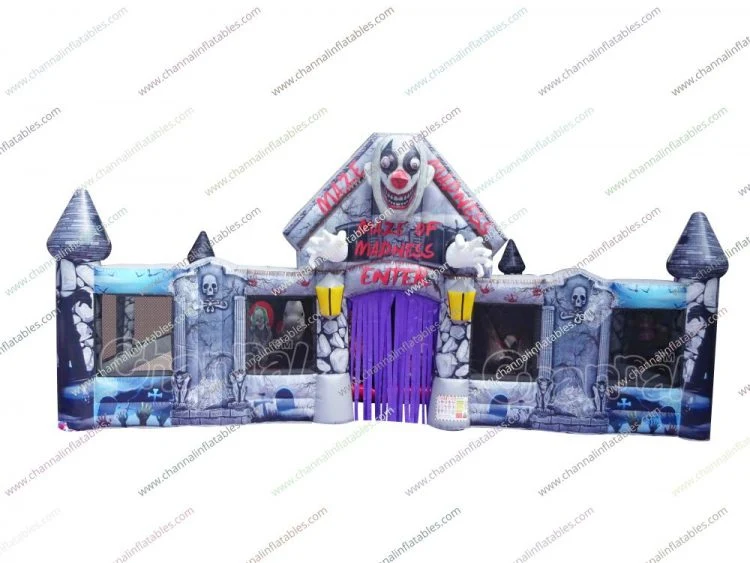 Horror Madness Inflatable Maze Ghost Rental PVC Obstacle Playground Commercial Halloween Outdoor Adults Sports Game