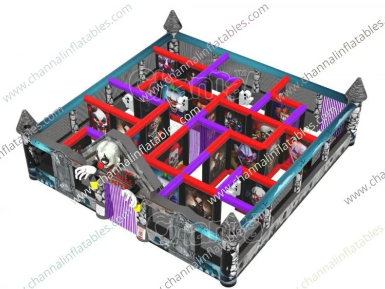 Horror Madness Inflatable Maze Ghost Rental PVC Obstacle Playground Commercial Halloween Outdoor Adults Sports Game
